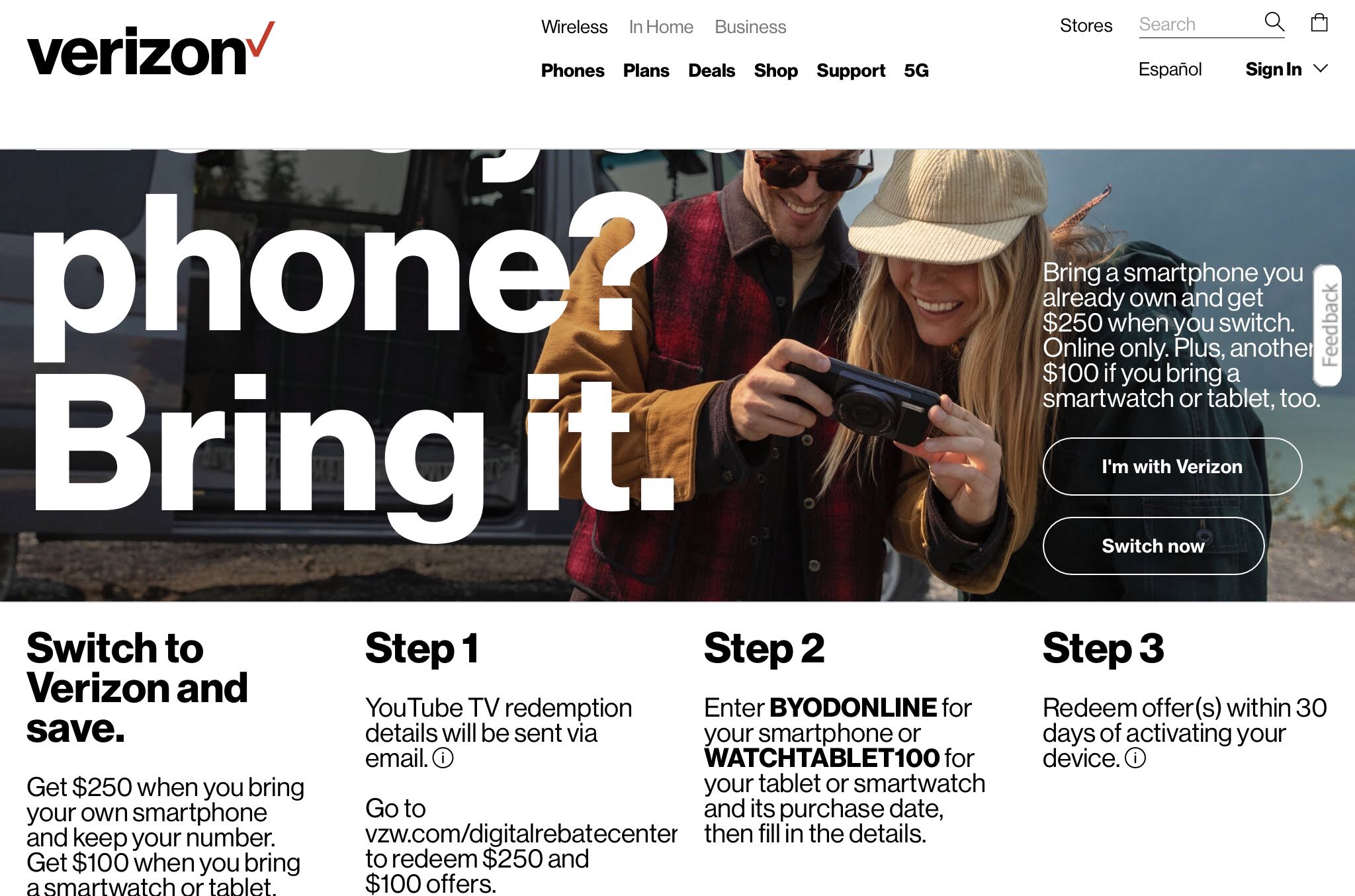 BYOD gift card promotion Verizon Community
