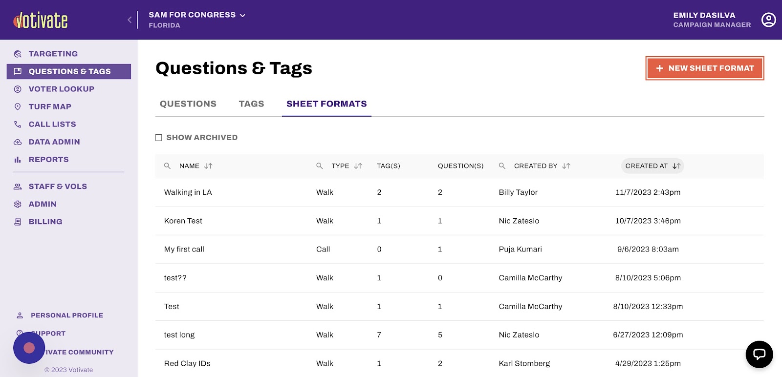 Create New Sheet Formats Votivate