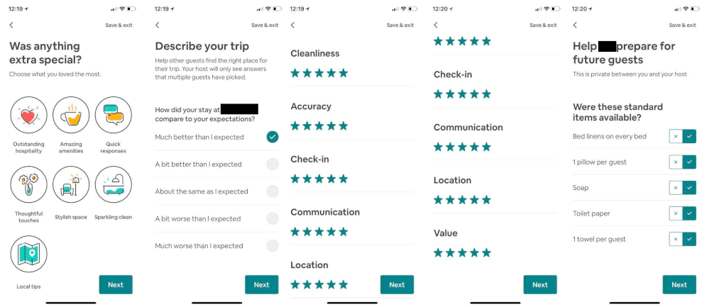 The "new" host review form for guests to rate host... Airbnb Community