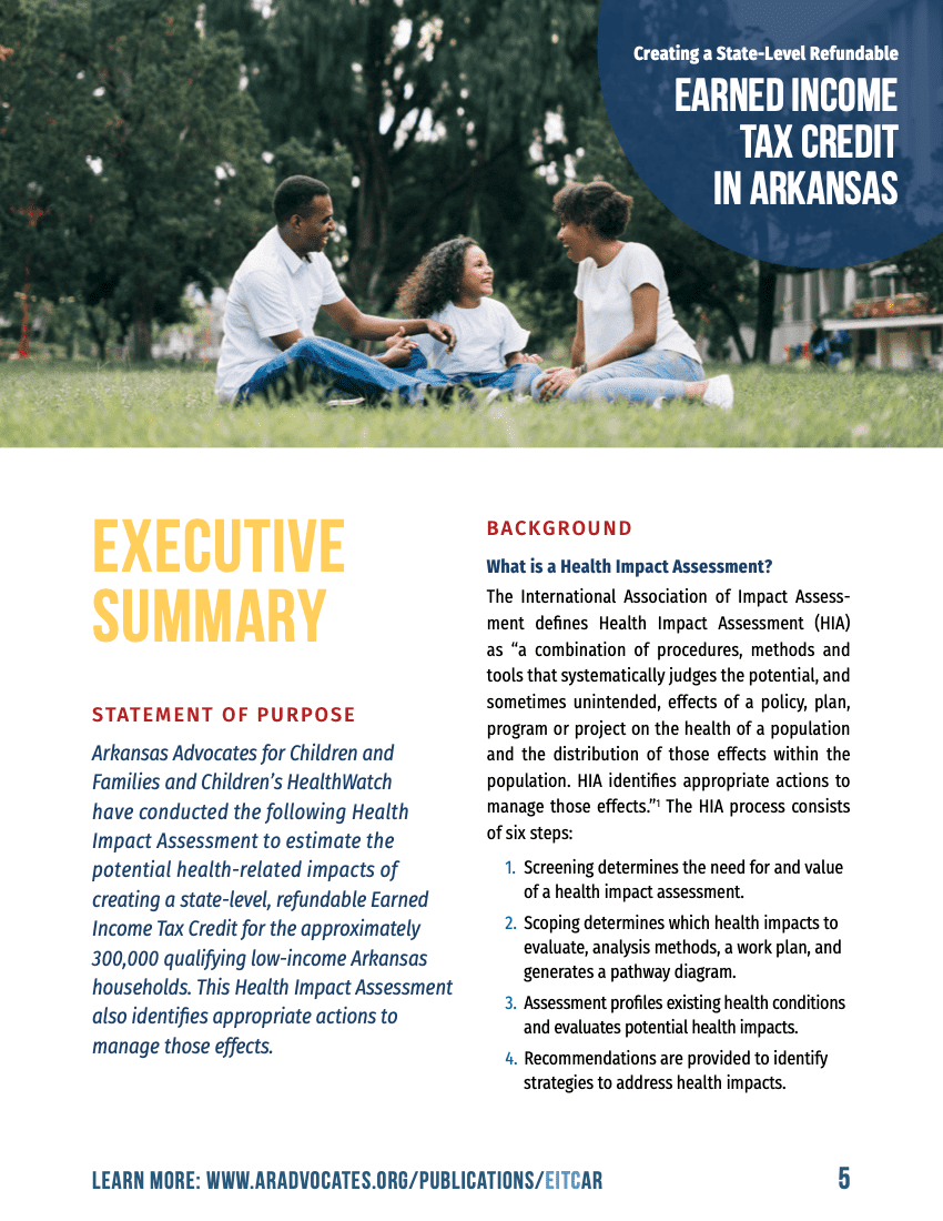 Earned Tax Credit in Arkansas Health Impact Assessment