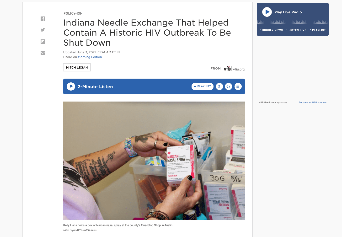 Indiana Needle Exchange That Helped Contain A Historic HIV Outbreak To