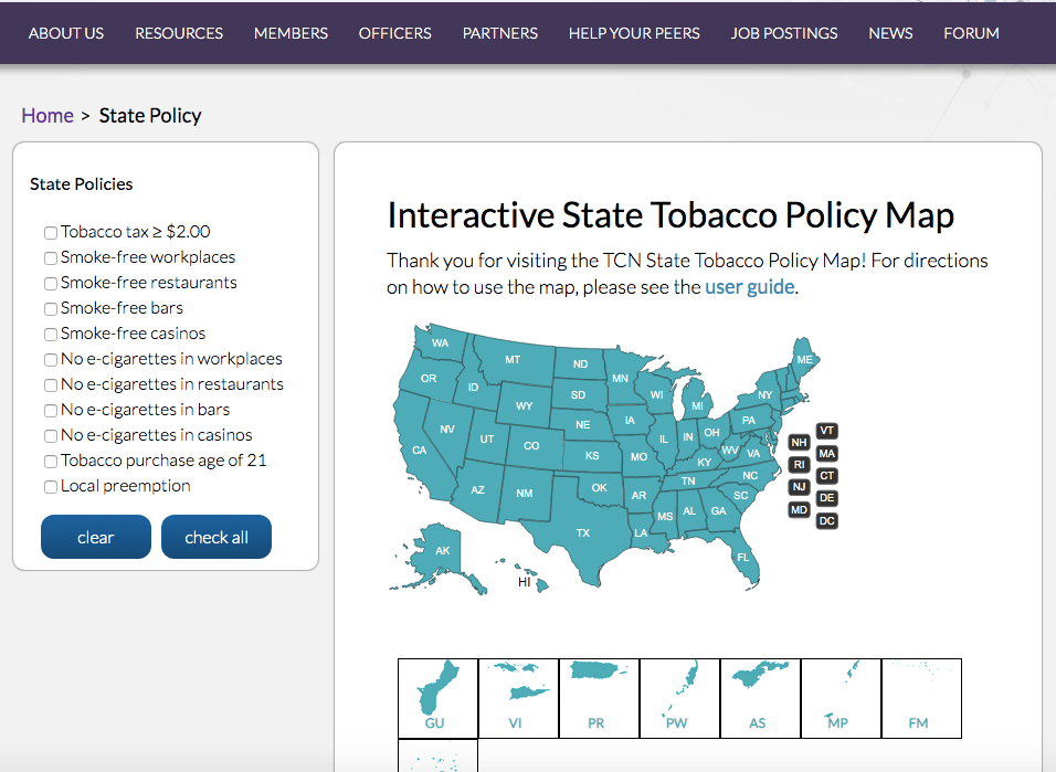 Tobacco Control Network State Policy Map Community Commons