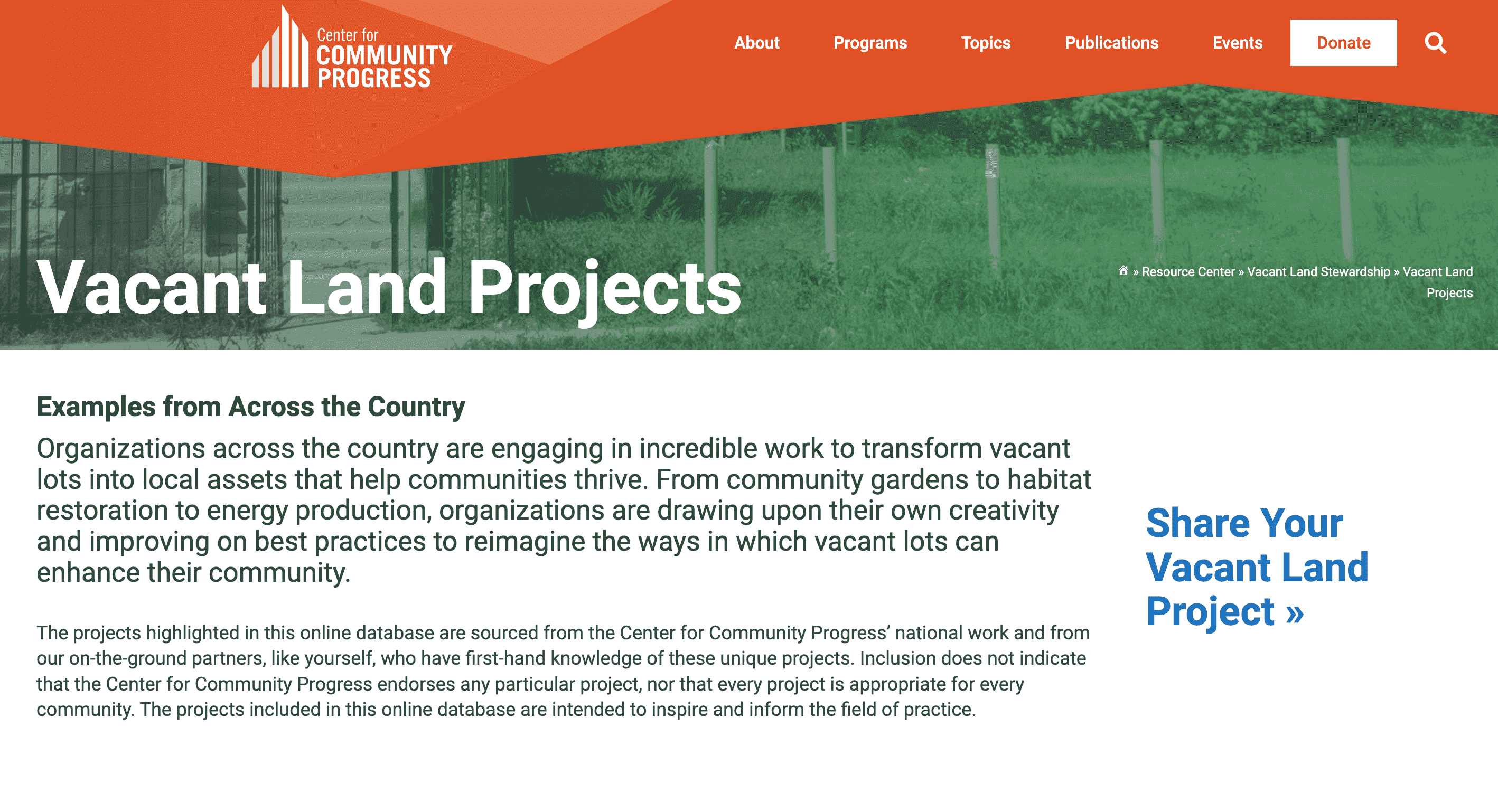 Vacant Land Projects Health Impact Assessment