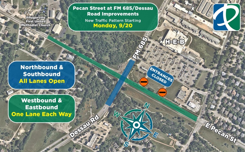 Traffic patterns to shift at Pecan Street and FM 685 in Pflugerville