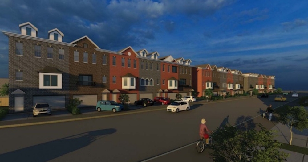 Mixeduse project with townhomes, retail, restaurants and office space