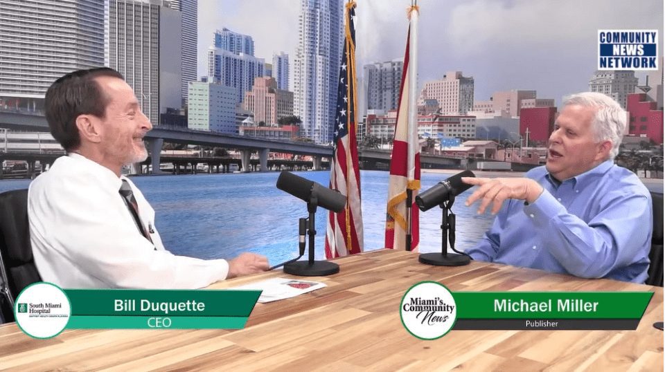 Michael Miller talks with Bill Duquette, CEO of So.Miami Hospital about