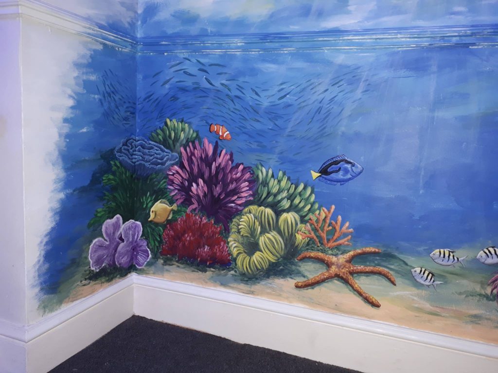 Under the sea painted mural for sensory room Community RePaint