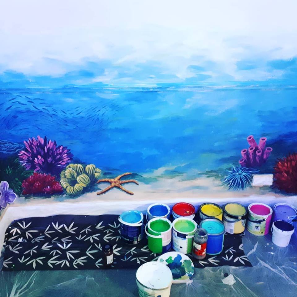 Under the sea painted mural for sensory room Community RePaint