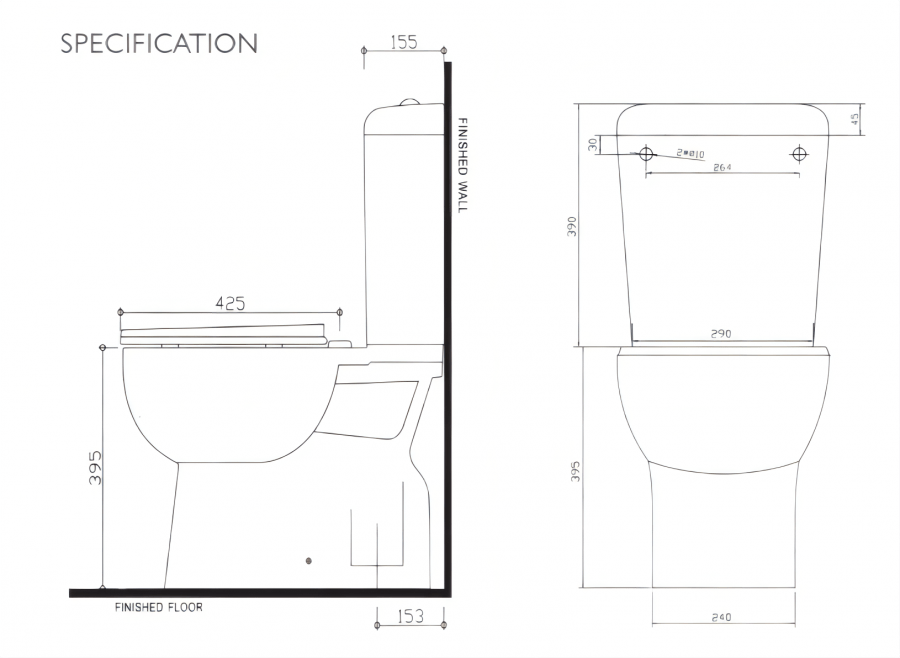 CLASSIC TOILET SUITE CLOSE COUPLED S TRAP Como Bathroomwares
