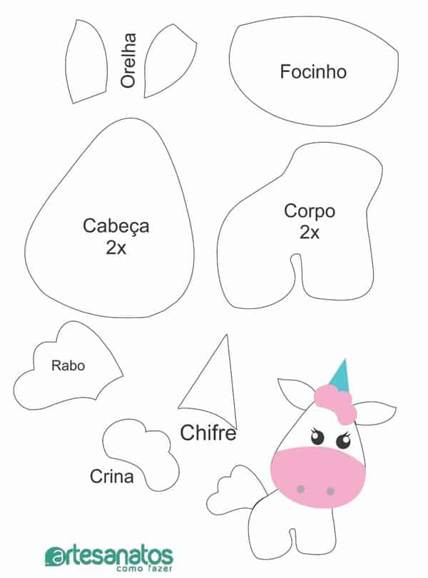 molde de feltro unicornio