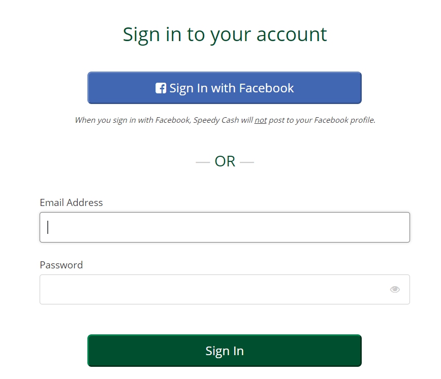 Speedy Cash Application Online