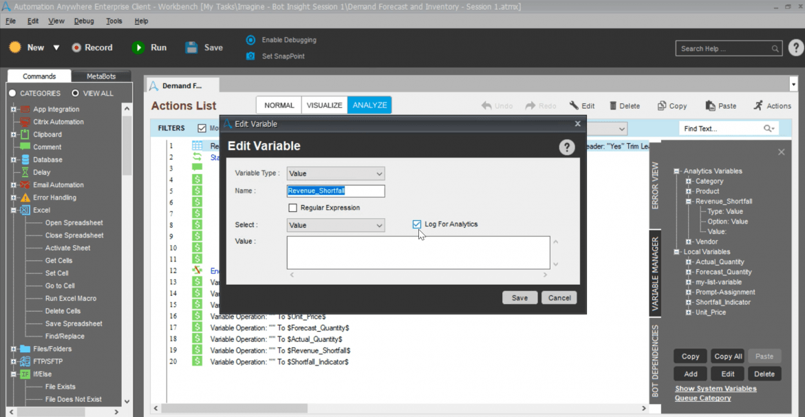 Automation Anywhere dashboard