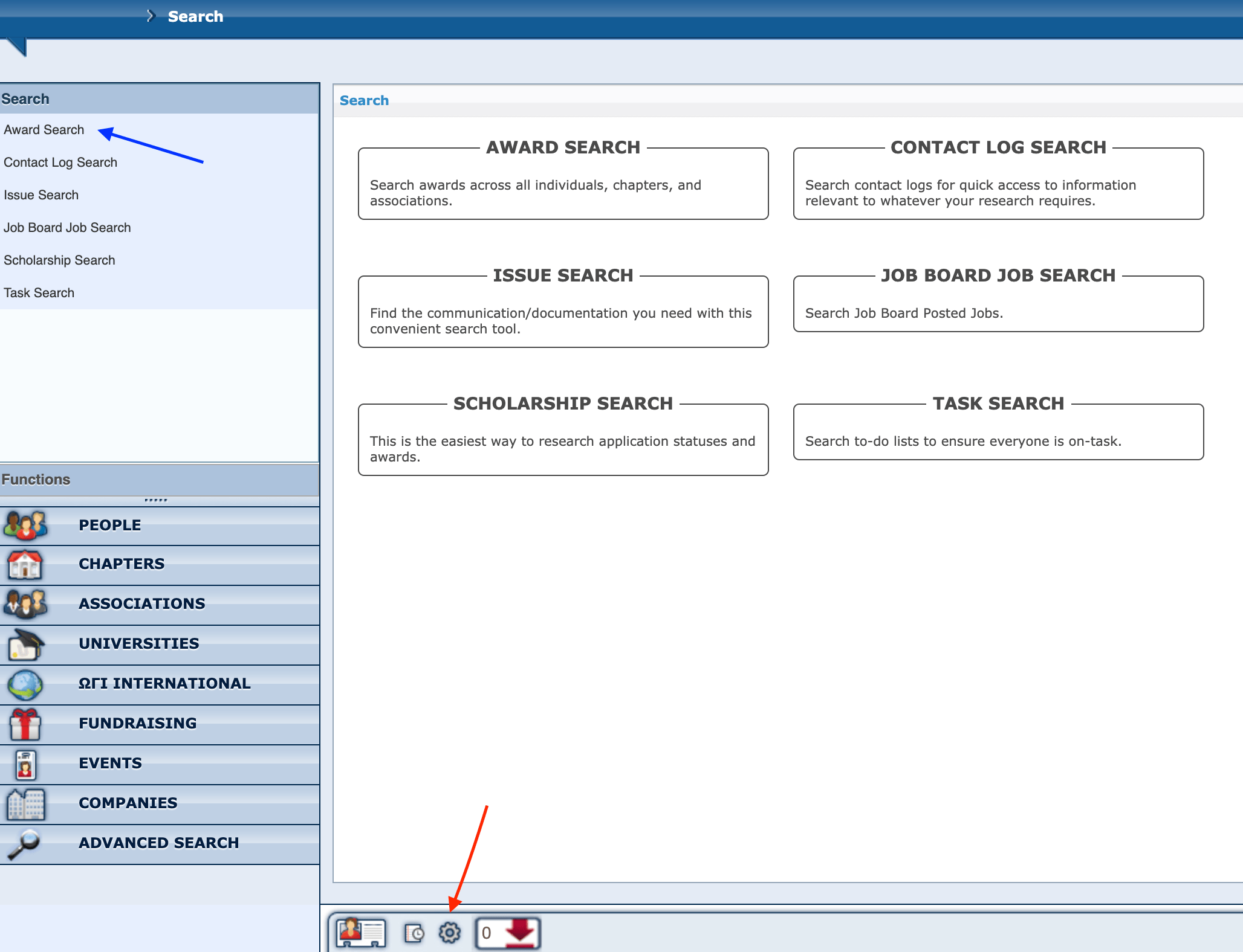 Using the Award Search Compass