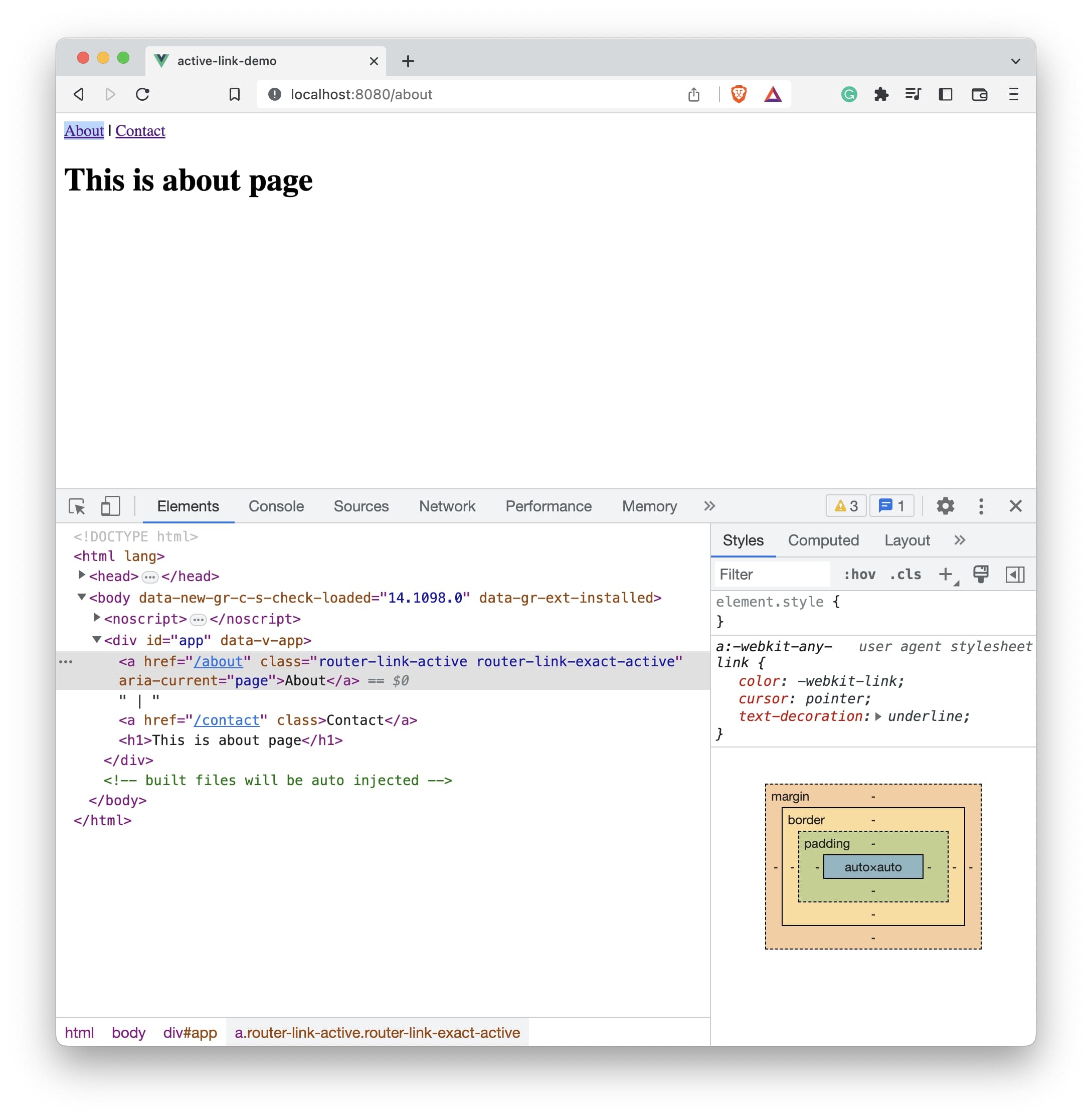 How to style an active link in Vue.js? (with examples) CompileTab