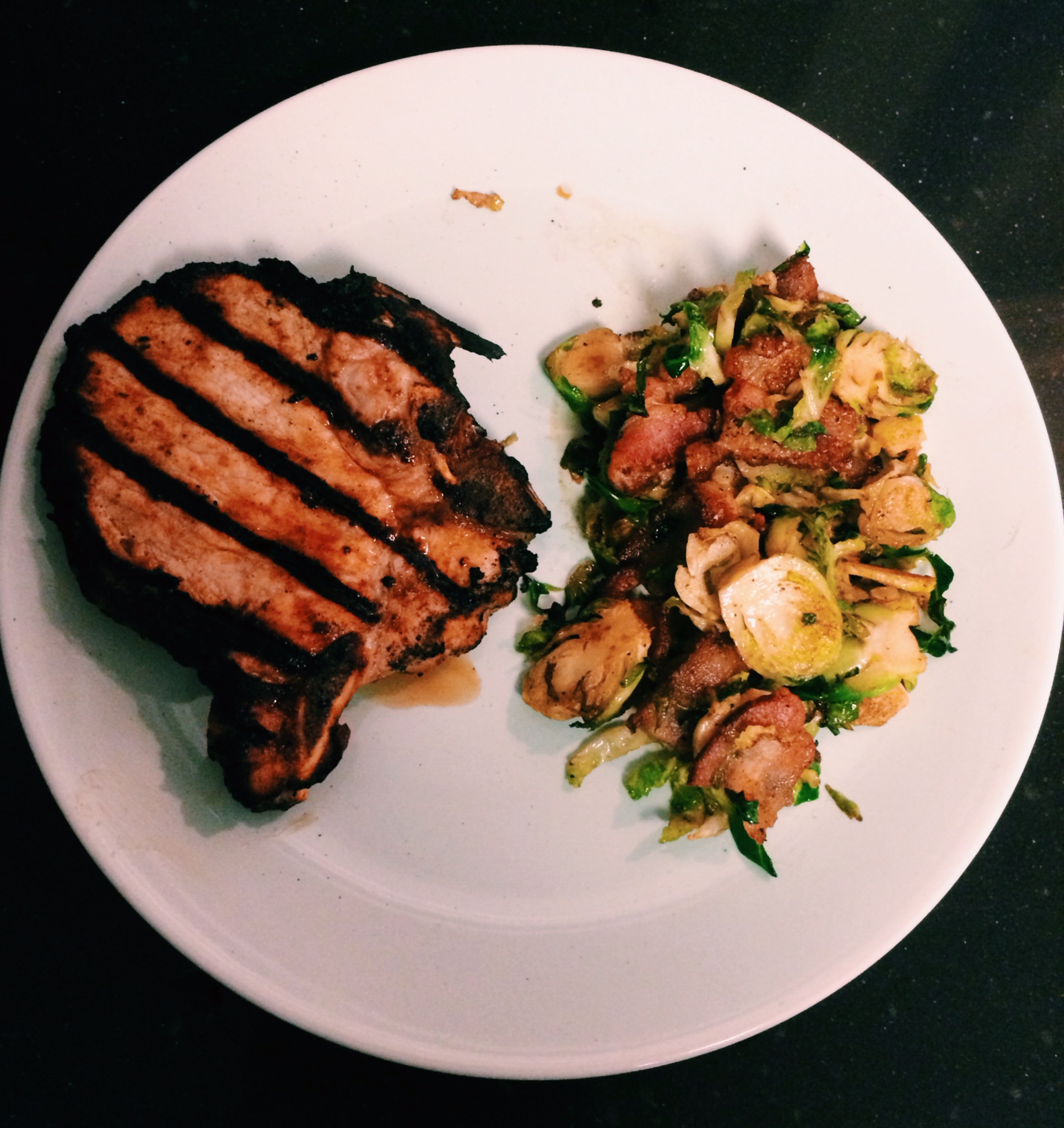 Grilled Pork Chops and Bacon Brussels Sprouts Complete Keto