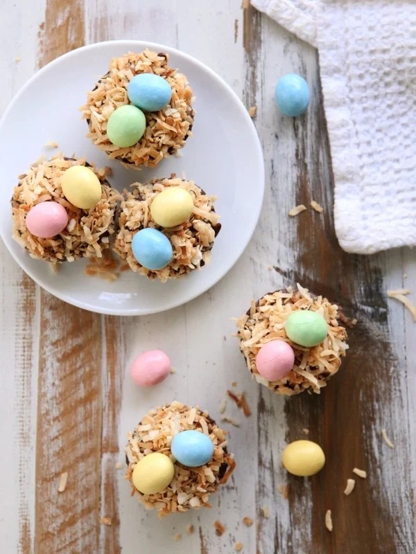 Coconut Brownie Bite Easter Nests Completely Delicious