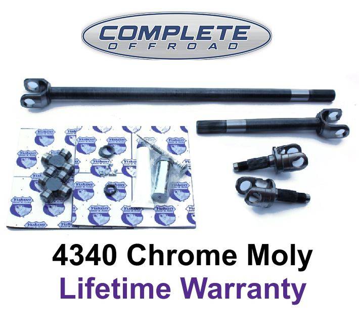 XJ YJ TJ JEEP CHROMEMOLY AXLE KIT W/ SUPER UJOINTS & DISCONNECT BLOCK OFF KIT 27 SPLINE