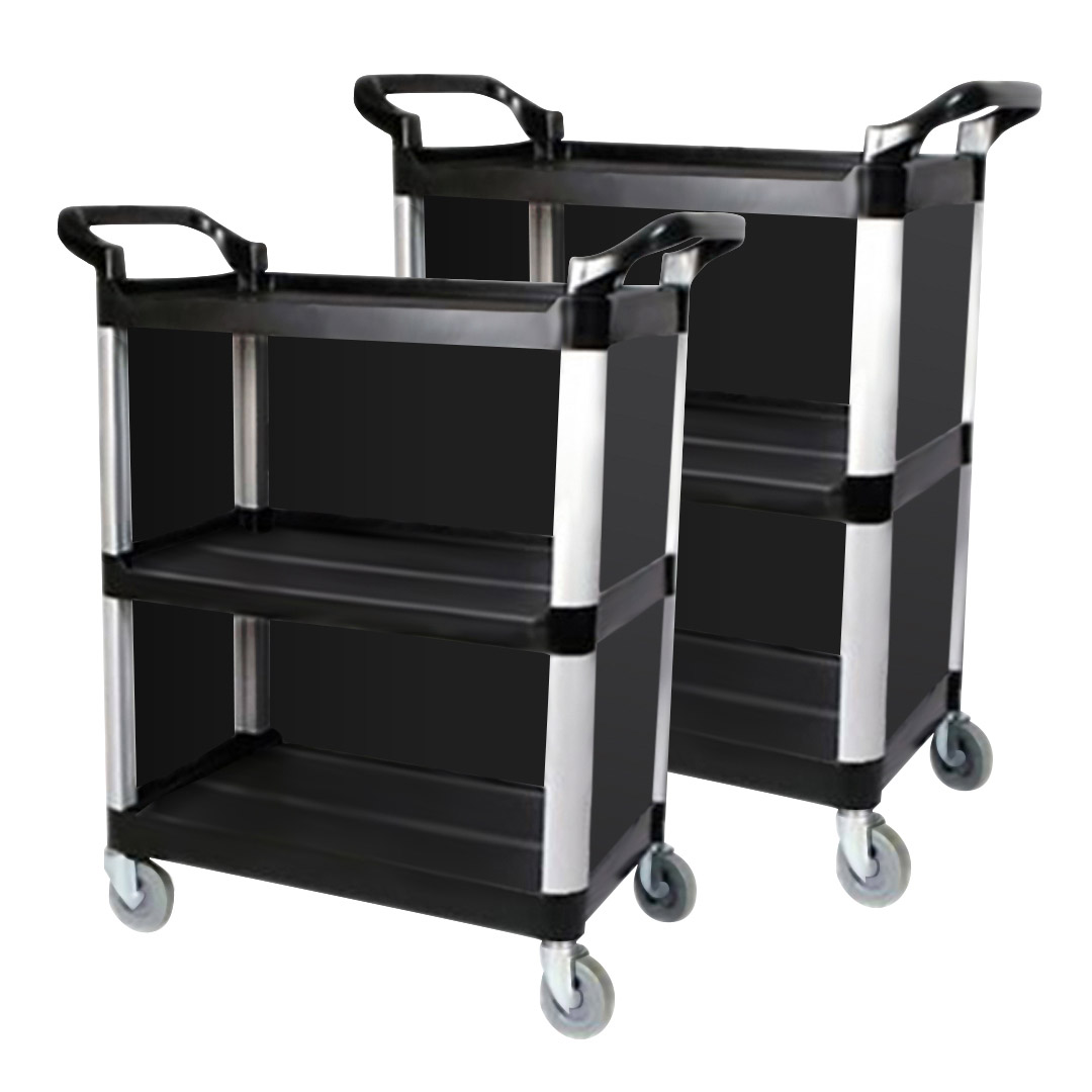 3 Tier Covered Food Trolley Black Complete Storage Solutions
