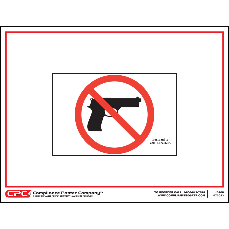 Illinois Concealed Carry Prohibited Sign Illinois No Guns Sign