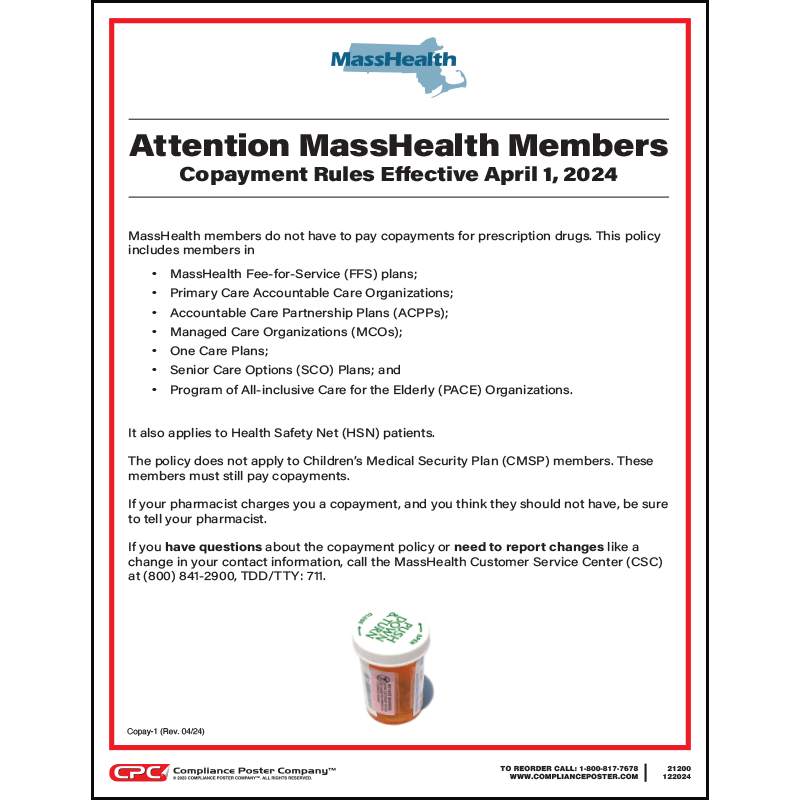 Massachusetts MassHealth Pharmacy Poster