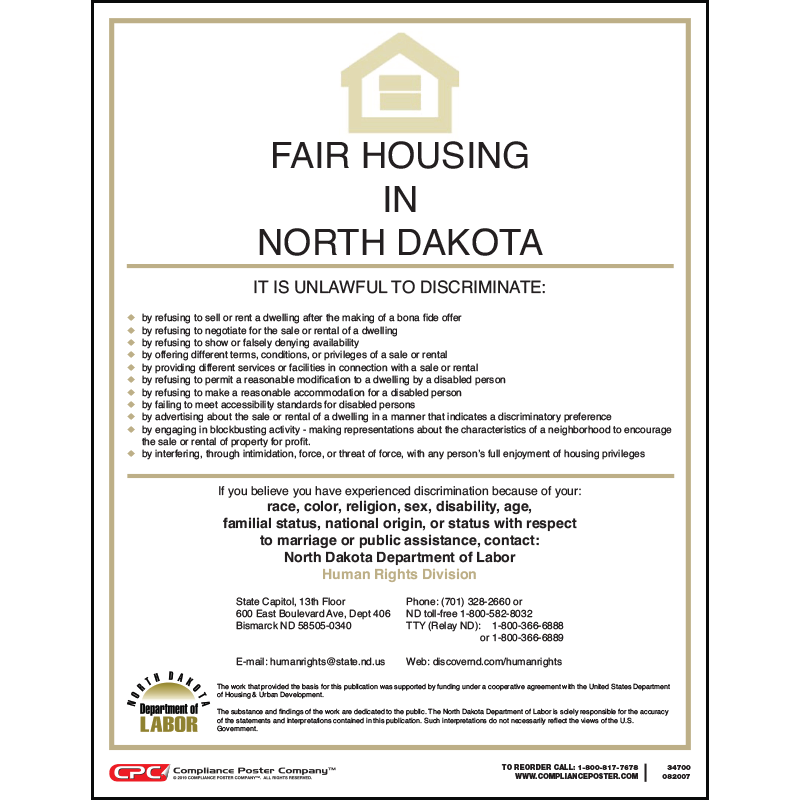 North Dakota Fair Housing Poster