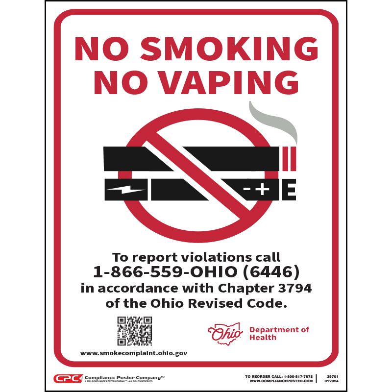 Ohio No Smoking Poster Compliance Poster Company