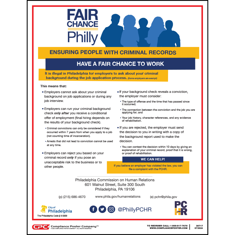 City of Philadelphia, PA Fair Chance Hiring Law Poster