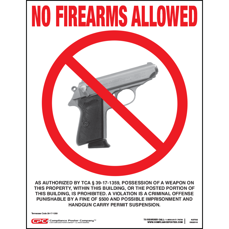 Tennessee No Firearms Poster