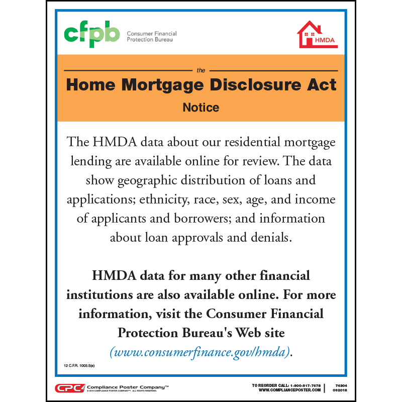 Home Mortgage Disclosure Act Poster HMDA Poster HMDA Notice