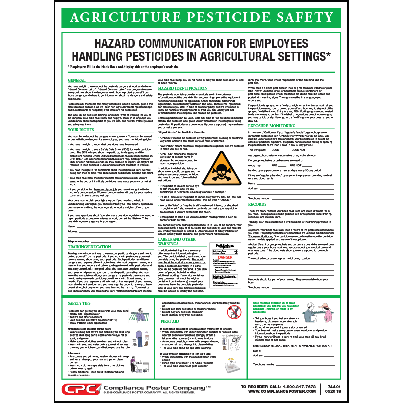 Agriculture Pesticide Safety Poster Compliance Poster Company