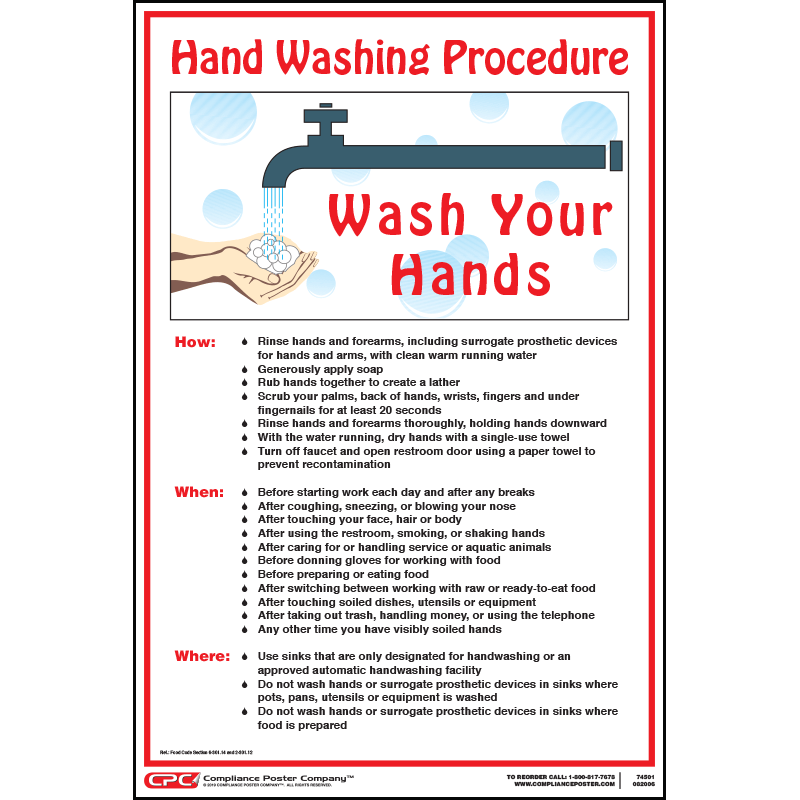 Hand Washing Procedures Poster Compliance Poster Company