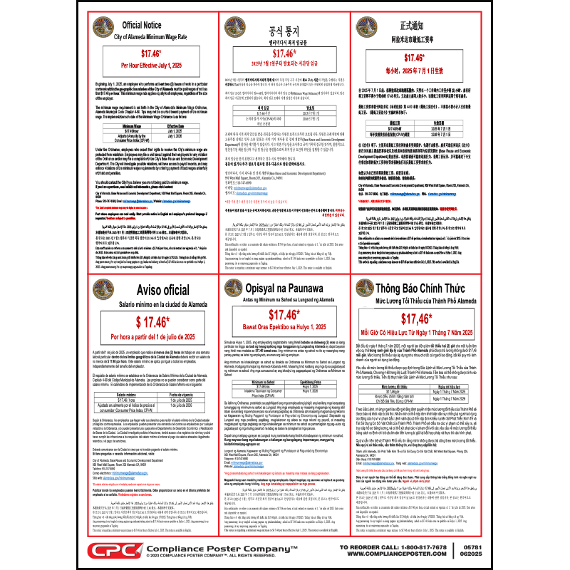 City of Alameda, CA Minimum Wage Poster Compliance Poster Company