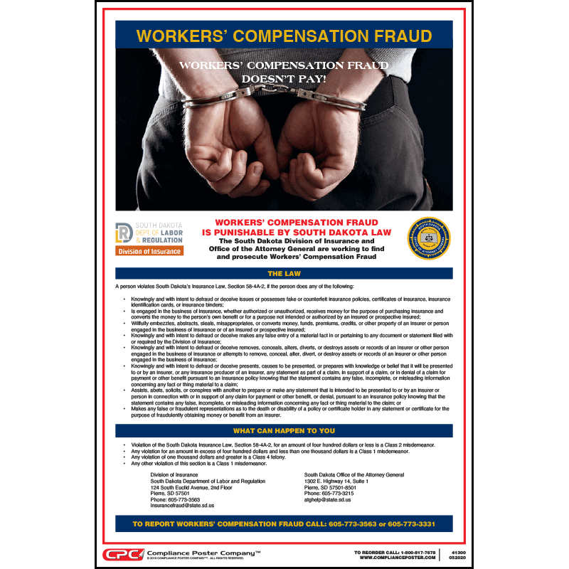 South Dakota Workers' Compensation Fraud Poster