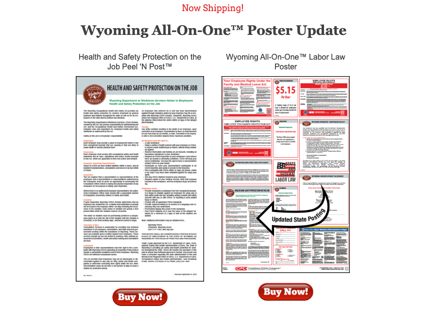 Mandatory Wyoming Health & Safety Posting Update Compliance Poster