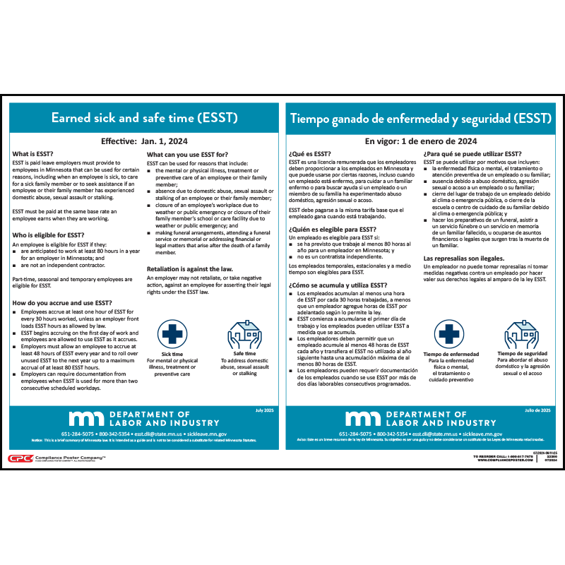 Minnesota Earned Sick and Safe Time Poster CPC