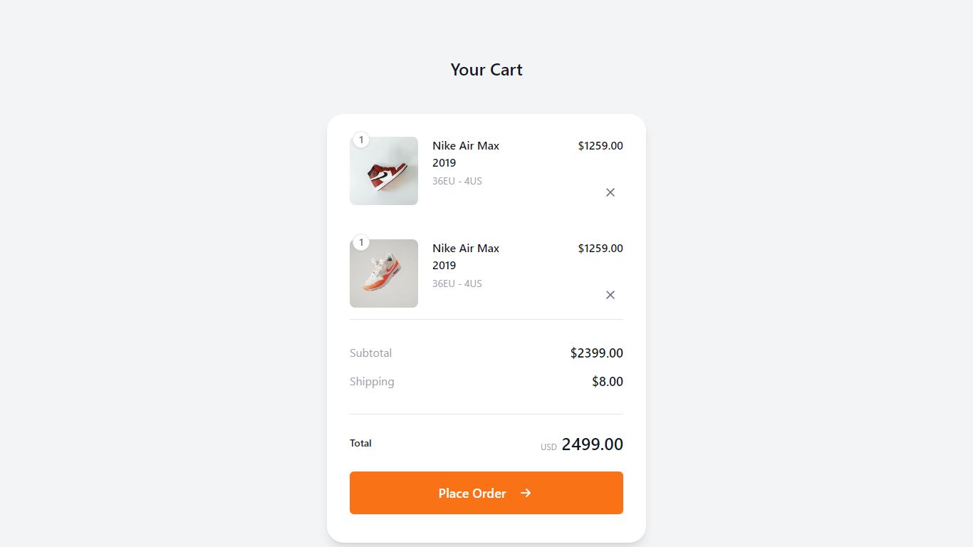 Boxed Shopping Cart Tailwindcss component ComponentLand