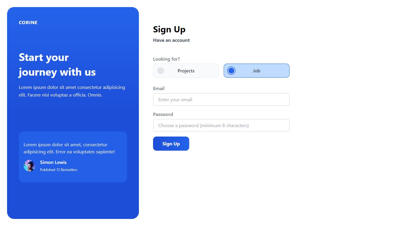 Sign Up Tailwindcss component ComponentLand