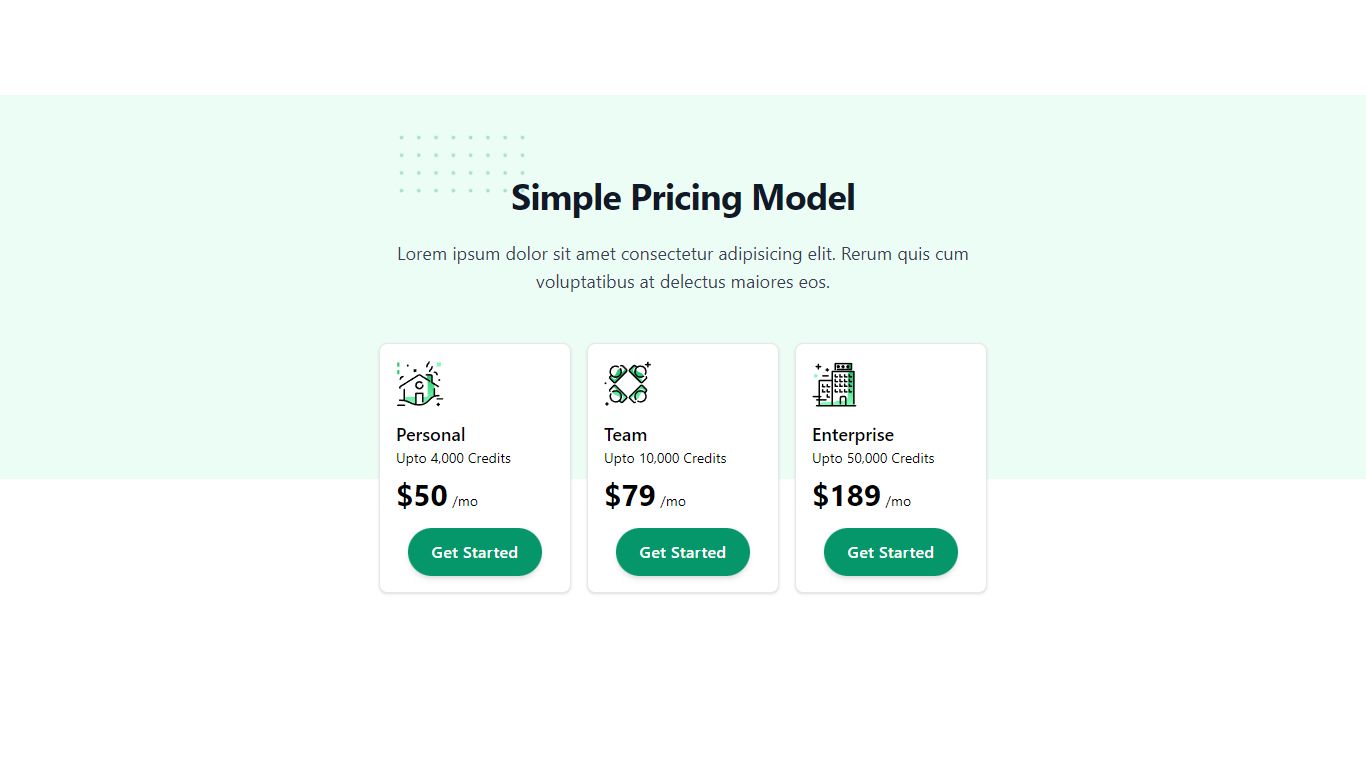 Pricing 4 Plans Tailwindcss component ComponentLand