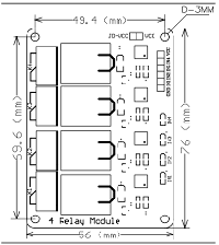 5V Four-Channel Relay Module - Pin Diagram, Specifications