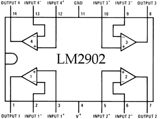 LM2902 Op-Amp Pinout, Datasheet, Equivalent, Circuit, and Specifications