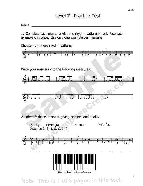 Practice Music Theory Tests 11 levels for music evaluation