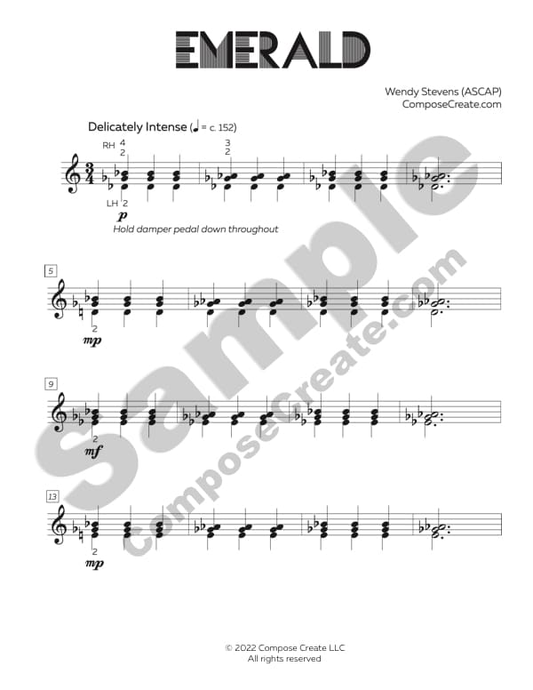 Emerald Sophisticated, easy piano music especially for teens and adults