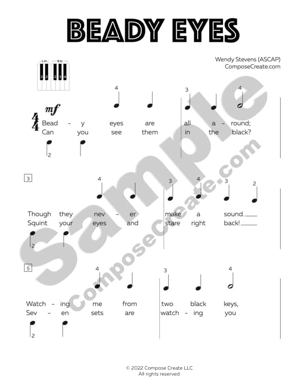 Beady Eyes The 2 black keys on the piano are staring at you!