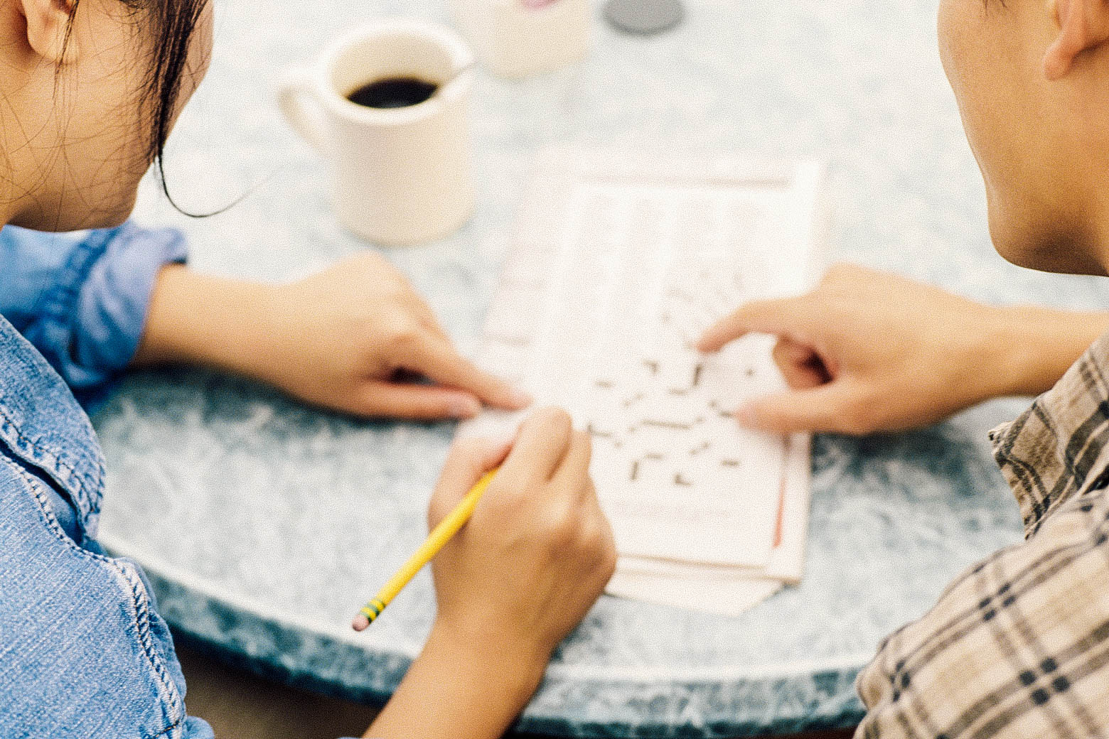 Competing in a pairs crossword tournament with your spouse is fun.