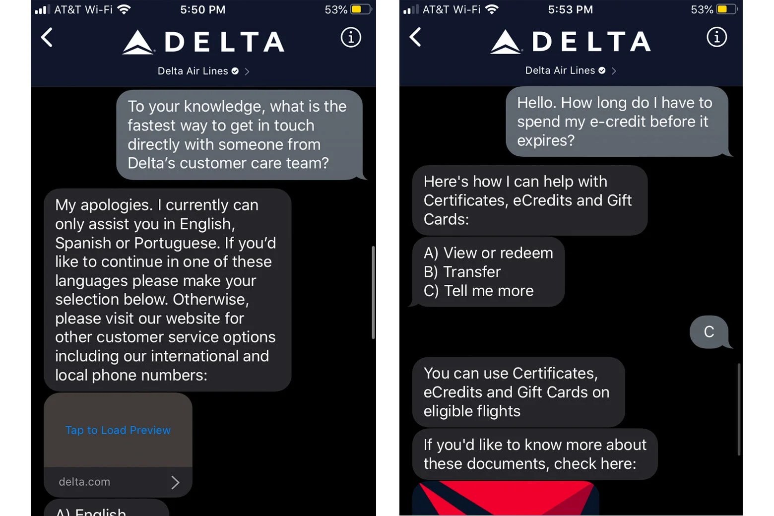 How long does it take to talk to Delta customer service.