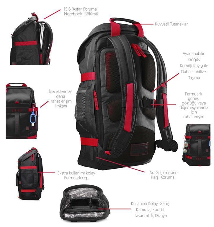 HP Odyssey Red/Black Backpack 39.62 cm 15.6inch (X0R83AA) Kupit v Baku
