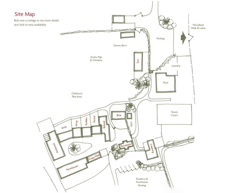 Site Map Compton Pool Holiday Cottages in Devon