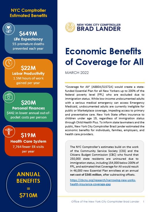 Economic Benefits of Coverage for All Office of the New York City