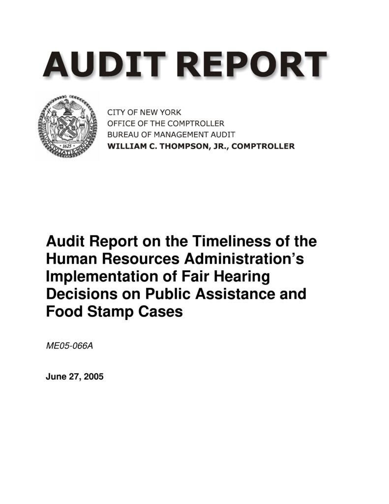 Audit Report on theTimeliness of the Human Resources Administration’s
