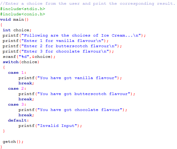 Switch Statement in C